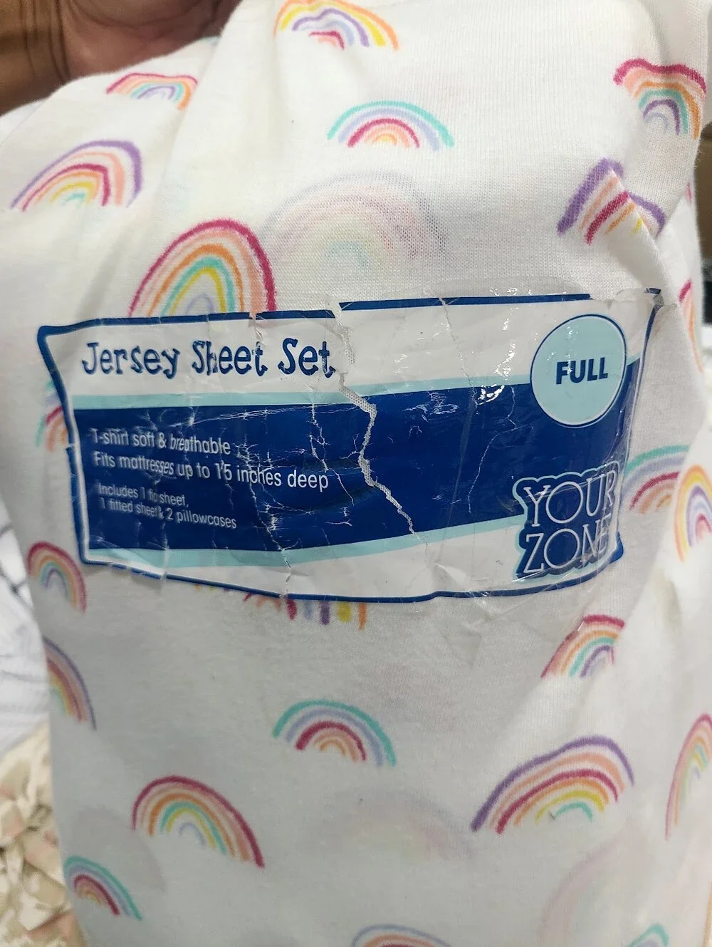 Your Zone Jersey Sheet Set Rainbow Full Fits Mattresses Up to 15 in NEW